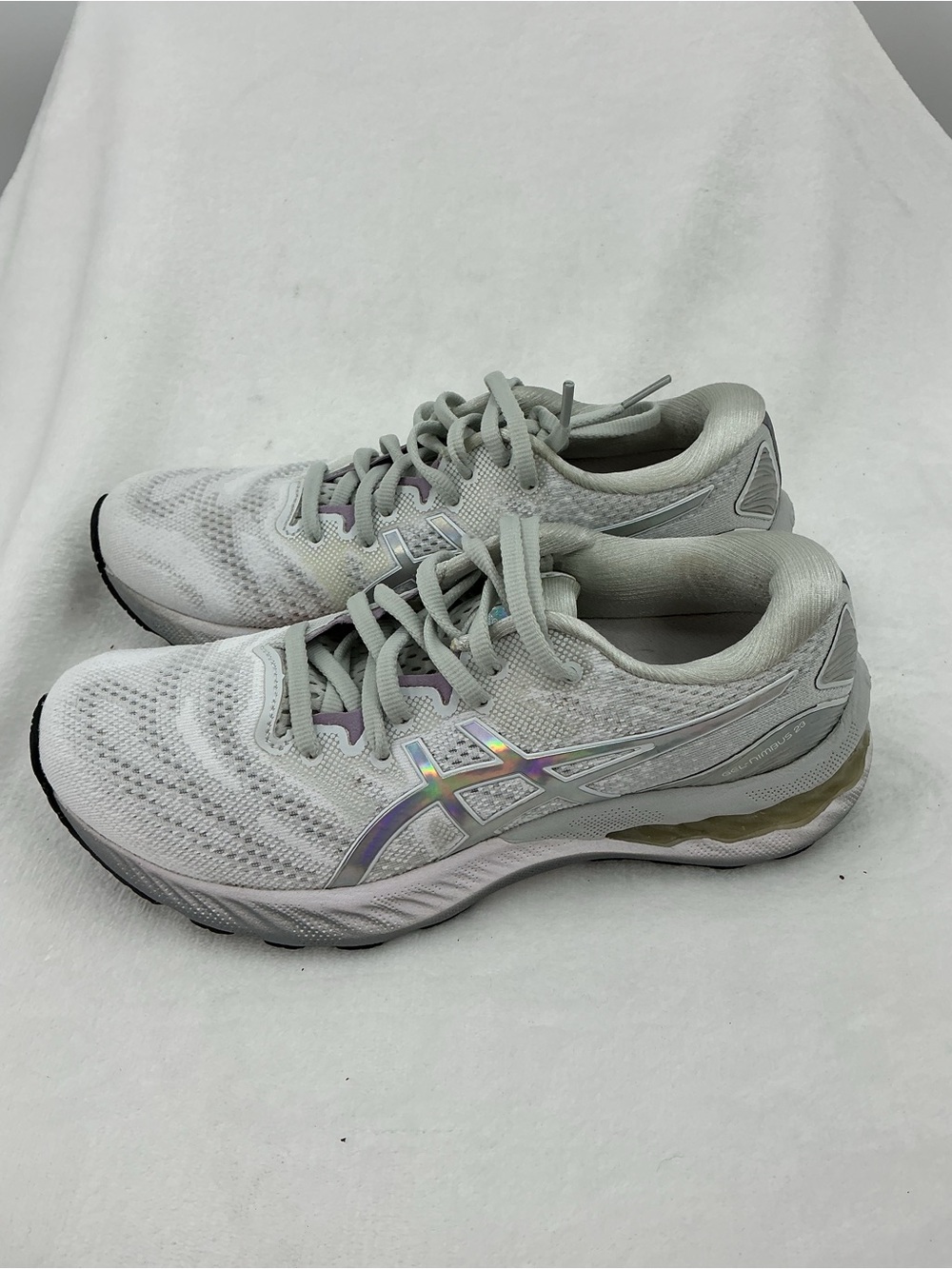 ASICS Light Gray and Lavender Mesh Running Shoes B 45 - Picture 5 of 7